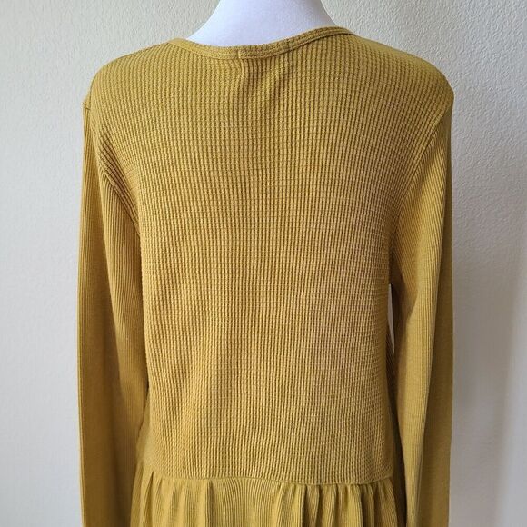 Anthropologie T. la Women's Waffle Knit Tunic Top Sz Medium Boho Relaxed Thermal - Picture 7 of 12